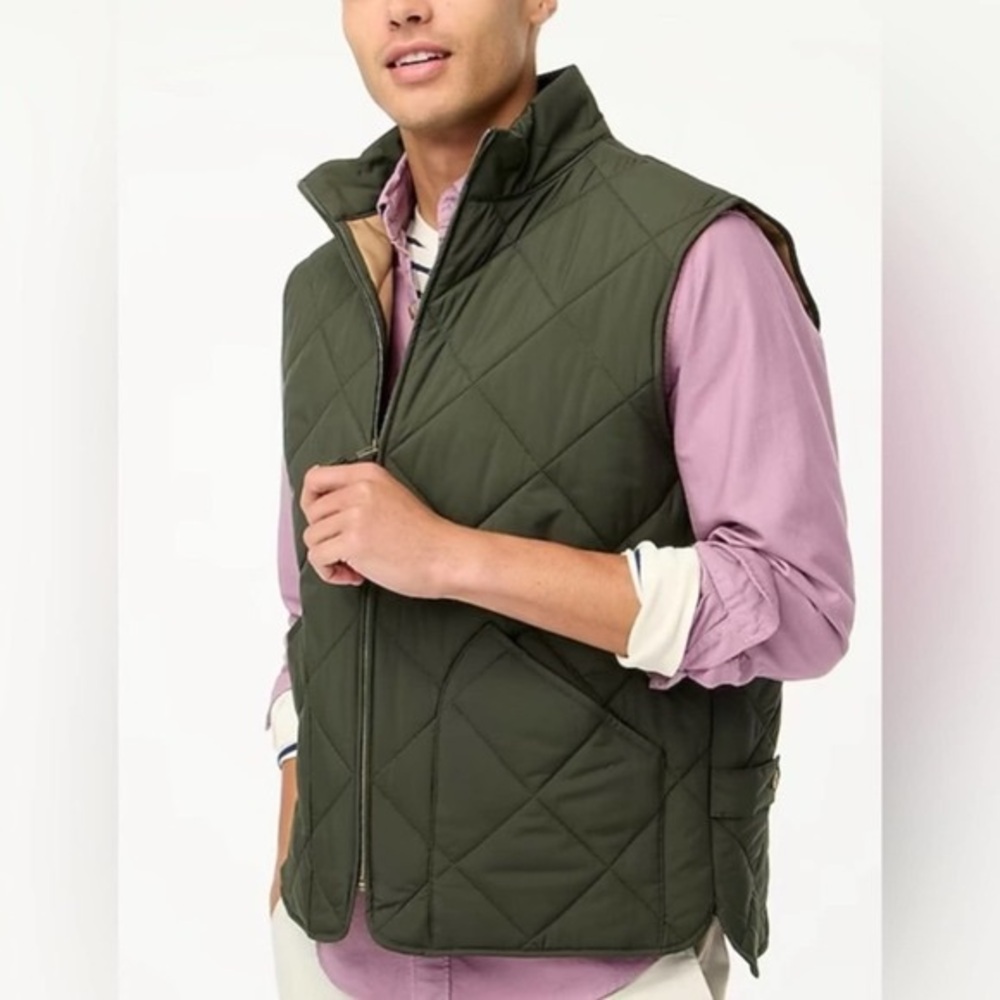 Jcrew Mens Olive Quilted Vest